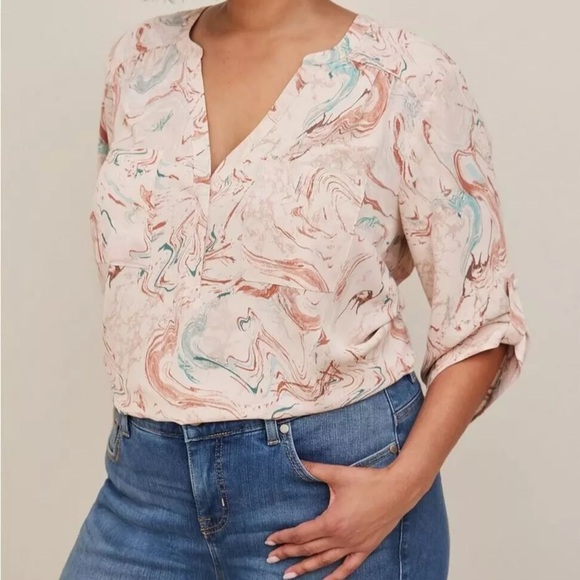 Torrid Harper Crepe de Chine Pullover V-neck Blouse Size 4X - Picture 3 of 11